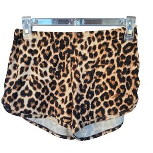 Liz & Sara Leopard Print Casual Lounge Shorts Elastic Waist Small S